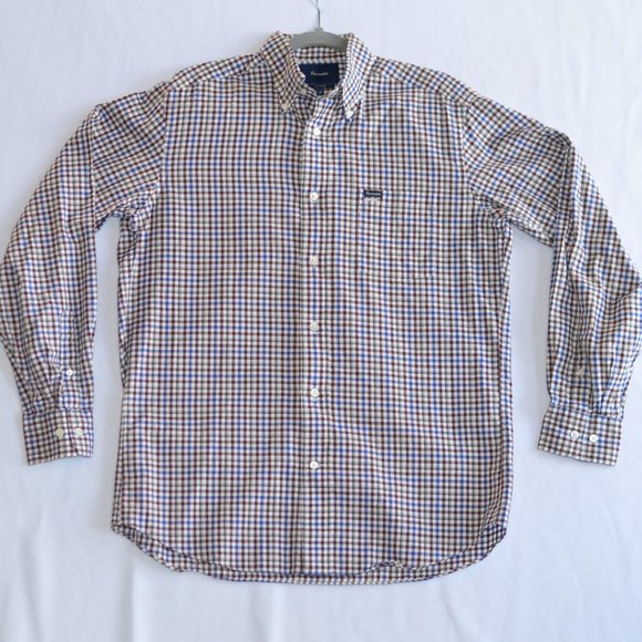 Faconnable Classique Men Blue & Burgundy Plaid Button Down Long-Sleeved Shirt M - Picture 1 of 7